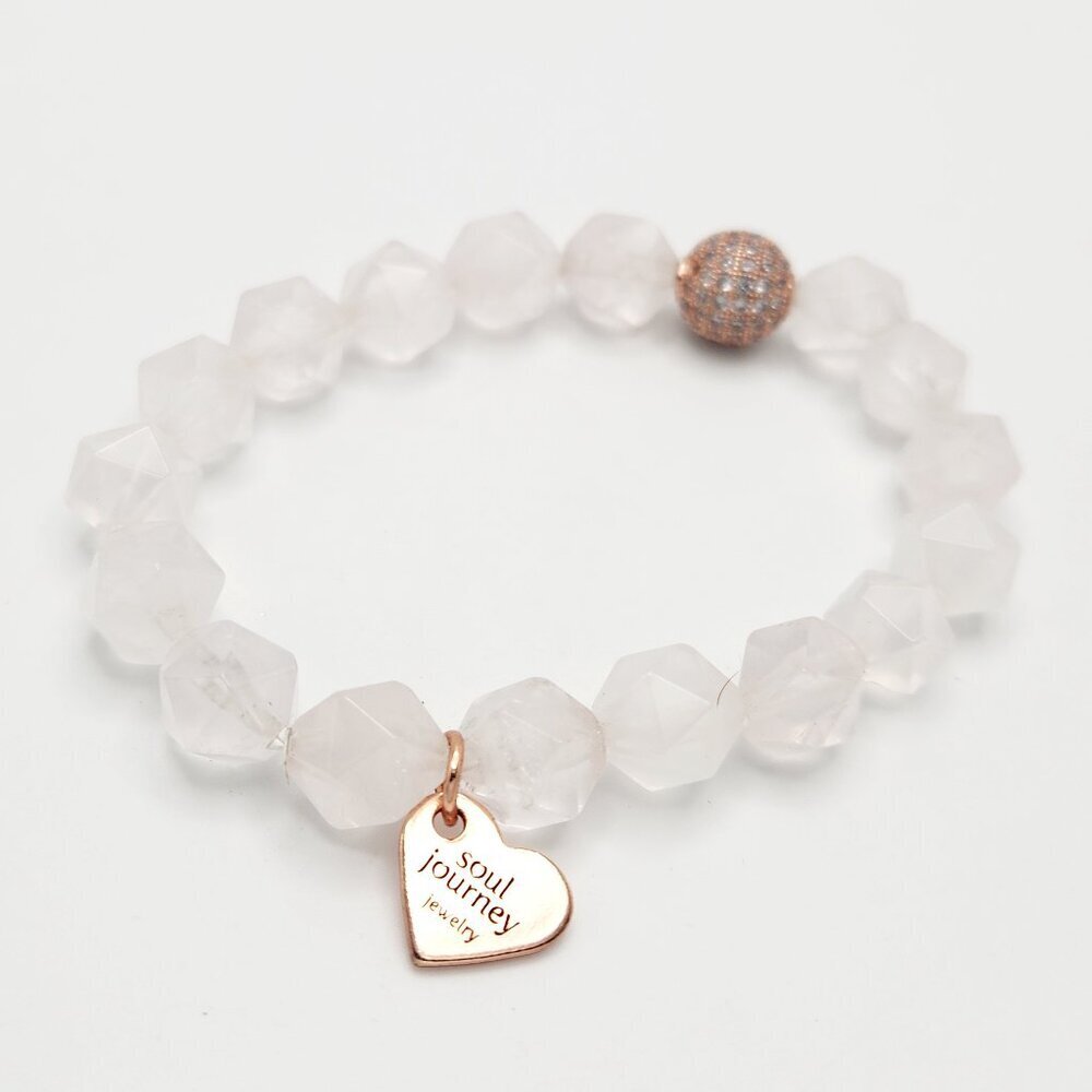 Soul Journey Quartz Gemstone Rhinestone Sparkly Ball Stretch Purity Bracelet
